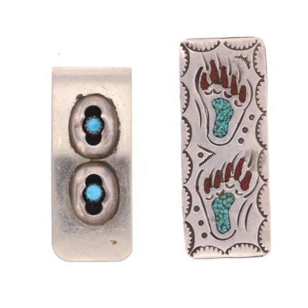 Navajo Silver Bear Paw & Shadowbox Money Clips