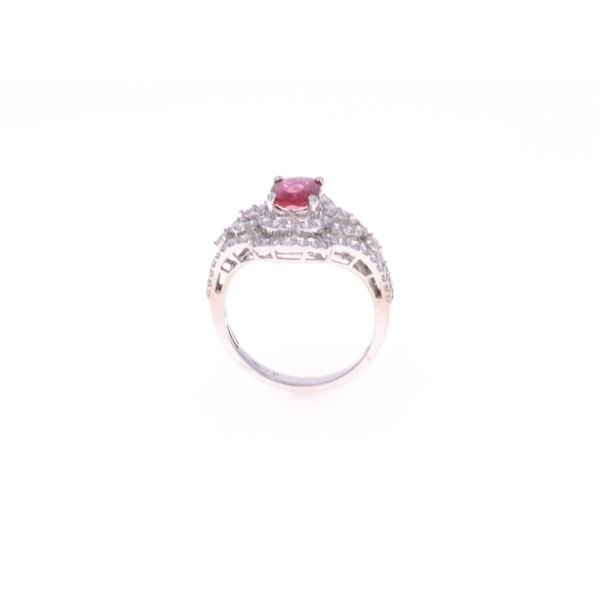 NO HEAT Ruby VS2 Diamond 18k White Gold Ring