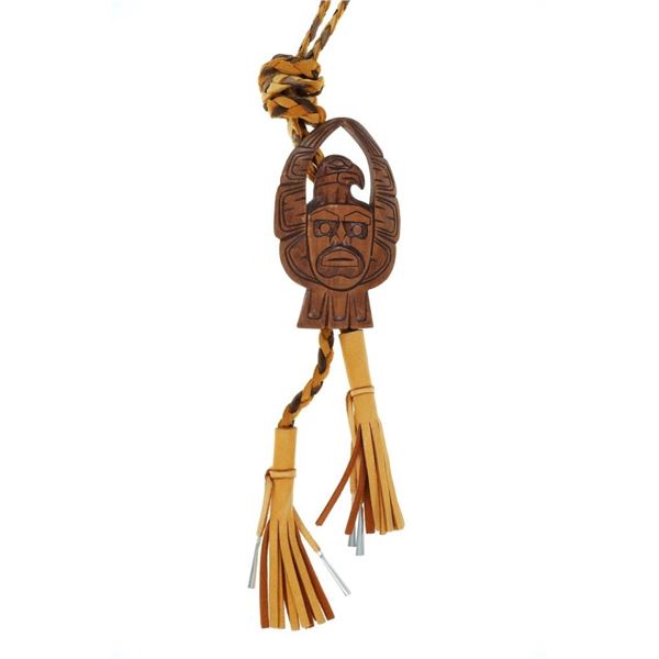 NW Coast Hand Carved Wood Thunderbird Bolo Tie