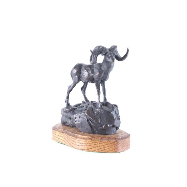 Signed Original Gary Schildt Bronze Ram Sculpture