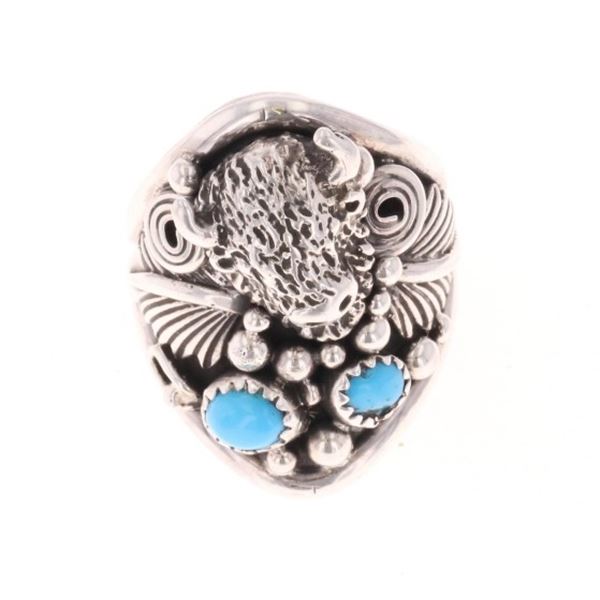 Navajo D. Martinez Buffalo Head Ring - Signed
