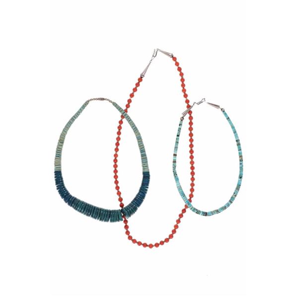 Santo Domingo Pueblo Turquoise & Coral Necklaces
