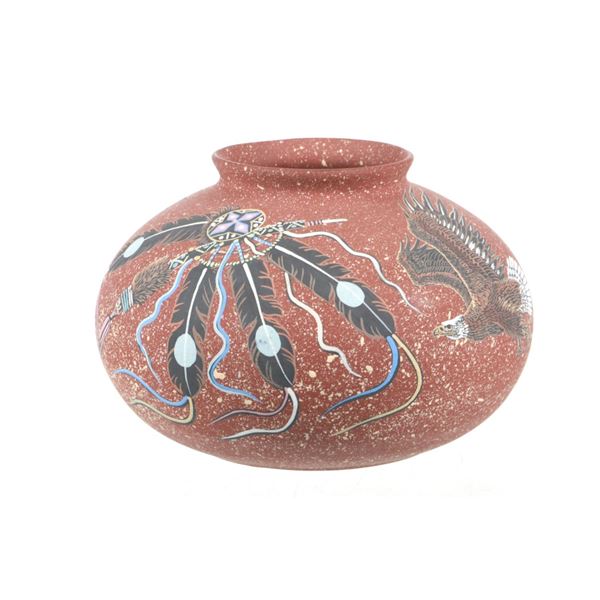 Sioux Richard Underbaggage Polychrome Pottery Bowl