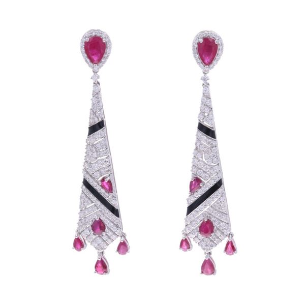 Oscar Friedman Designer Burmese Ruby Earrings
