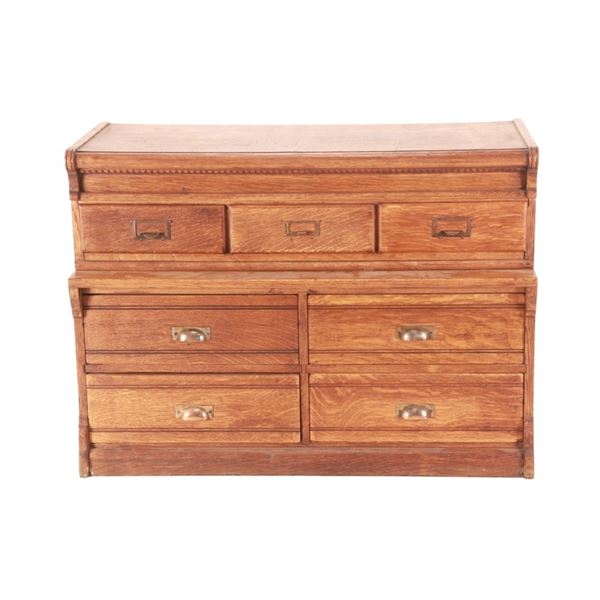Antique Seven Drawer Mission Oak File Cabinet