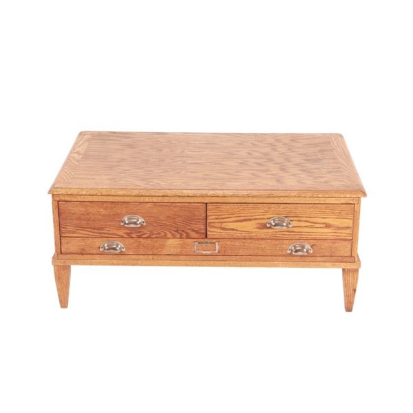 Antique Industrial Tiger Oak 3-Drawer File Cabinet