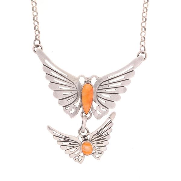 Navajo Diné Russell Sam Sterling Butterfly Pendant