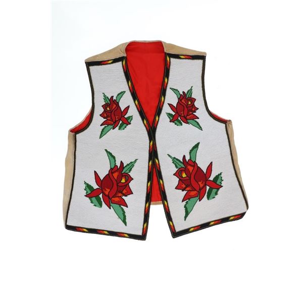 Montana Crow Fully Beaded Crow Rose Vest 1950-60s