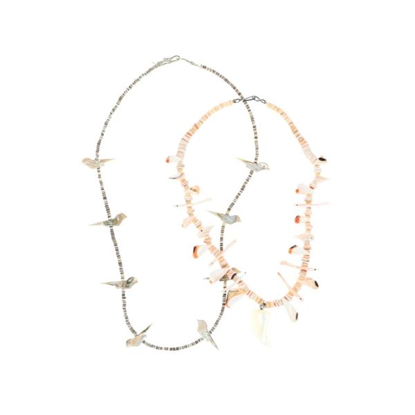 Zuni Heishi & Shell Bird Fetish Necklaces c. 1950-