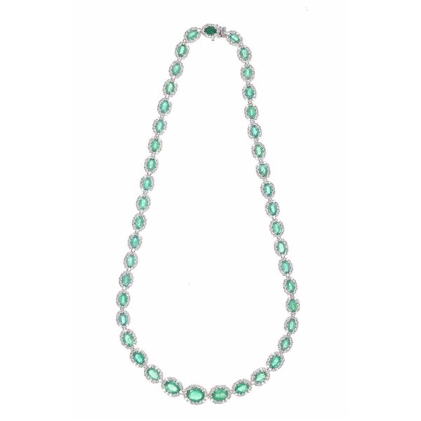 22.88ct Emerald VS2 Diamond Platinum Necklace