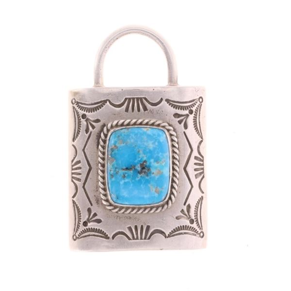Navajo C. Johnson Sterling Silver Lock Pendant