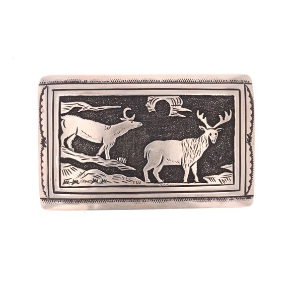 Navajo Tommy Singer Sterling Silver Elk Buckle