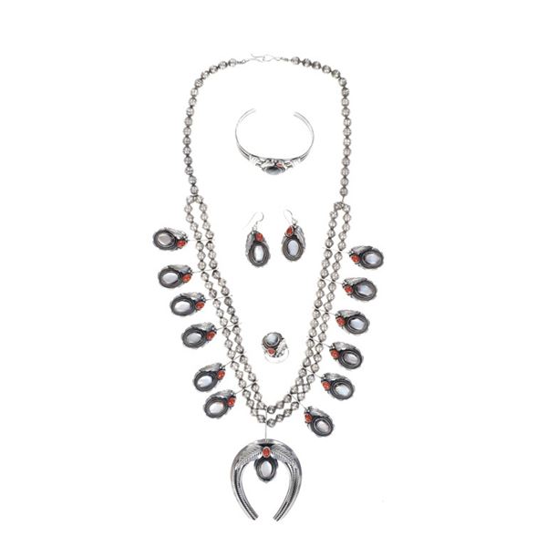 ca. 1960 Navajo Roy Vandever Squash Blossom Set
