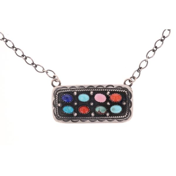 Navajo R. Sam Sterling Silver Multistone Necklace