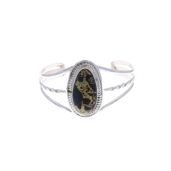 Navajo C. Tsosie Black Jack Turquoise Bracelet