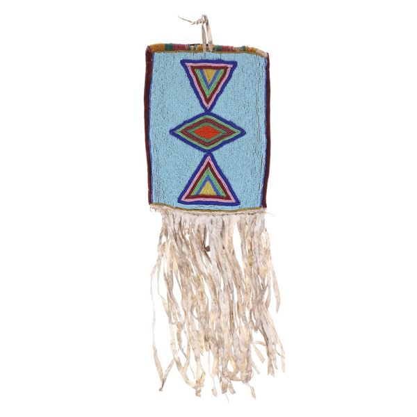 19th-C. Crow Apsaalooke Beaded Signal Mirror Case