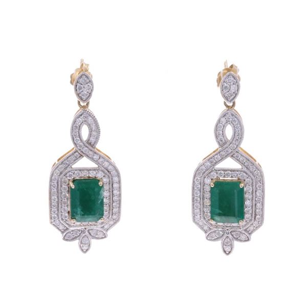 4.74ct Emerald Diamond 14k Yellow Gold Earrings