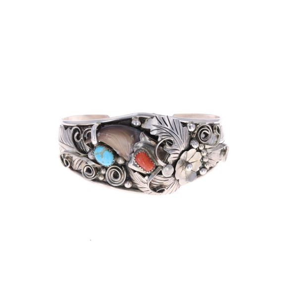 Navajo Toadlena Sterling Silver Bear Claw Bracelet