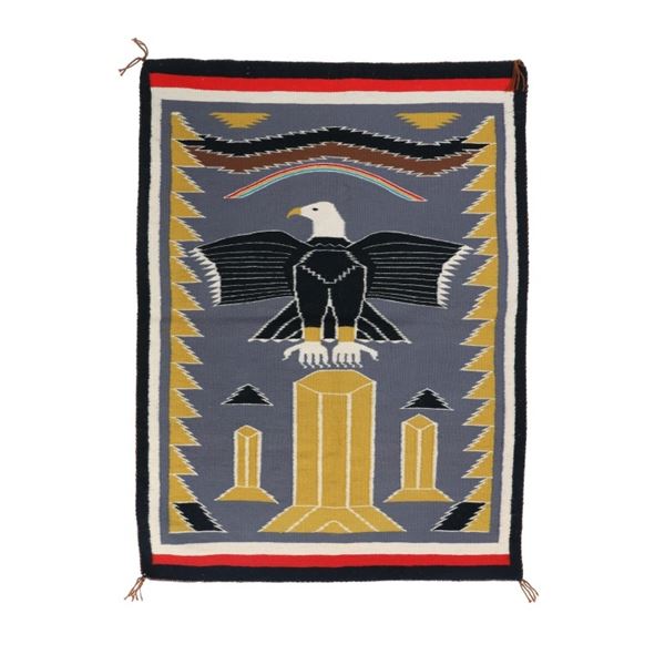 Ex. Pook & Pook Navajo Pictorial Eagle Rug -1940's