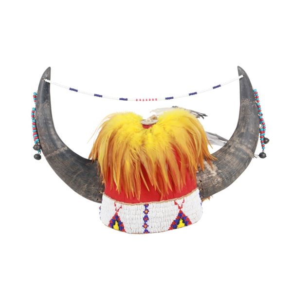 Early Blackfeet Split Buffalo Horn Headdress c1950