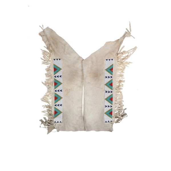 Sioux Native American Brain Tanned Beaded Leggings