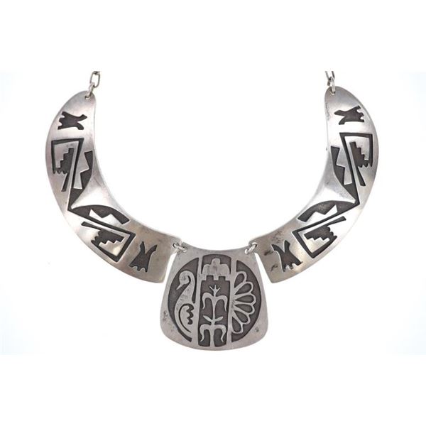 Old Hopi Sterling Silver Overlay Choker Necklace