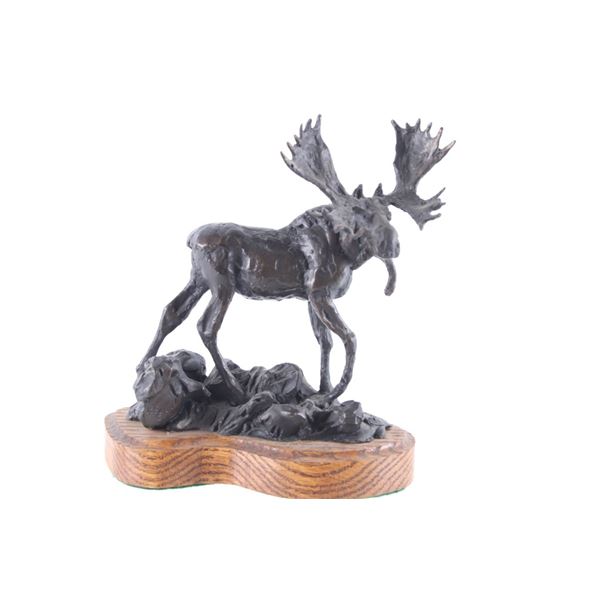 Signed Gary Schildt Bronze Moose Sculpture