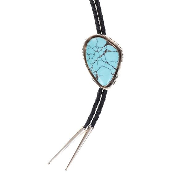Navajo Diné Sterling Number 8 Turquoise Bolo