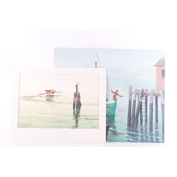 Original Signed Paul Krapf Seascape Paintings (2)