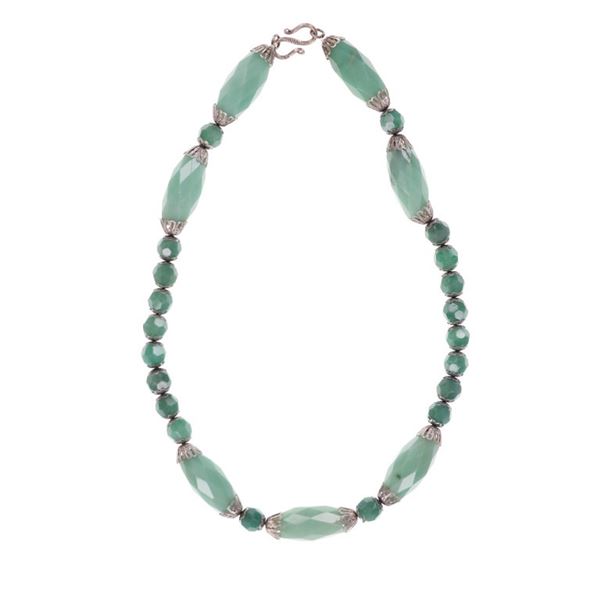EXOTIC Vintage Sterling Silver Jadeite Necklace