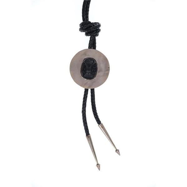Ca. 1960s Northwest Coast Argillite Raven Bolo Tie
