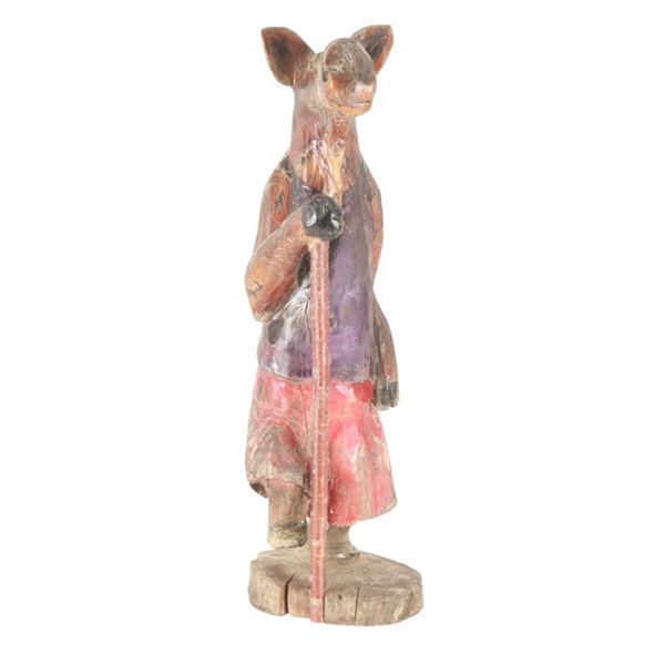 Folk Art Hand-Carved Wood Hiking Moose