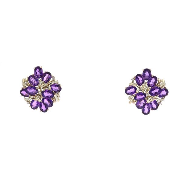 13.85ct Amethyst Diamond 14k Yellow Gold Earrings