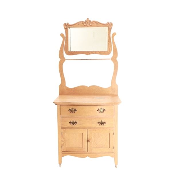 Antique Eastlake Quarter Sawn Oak Washstand