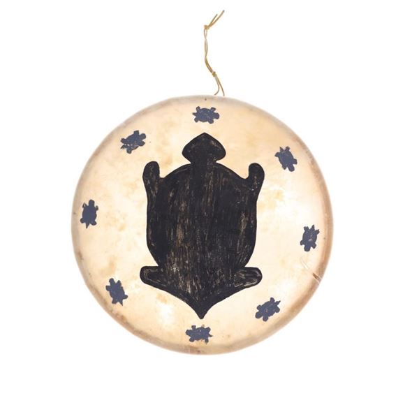 Ca. 2018 Painted Rawhide Drum by Shaded Dancer