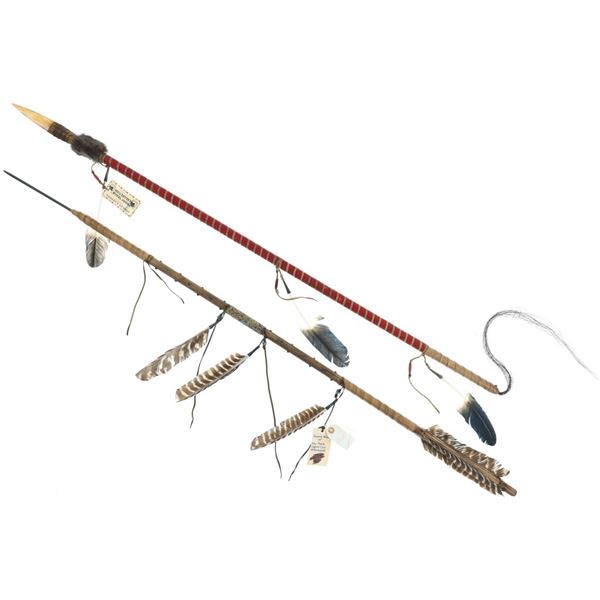 Chippewa Cree Throwing Arrow & Bone Point Spear