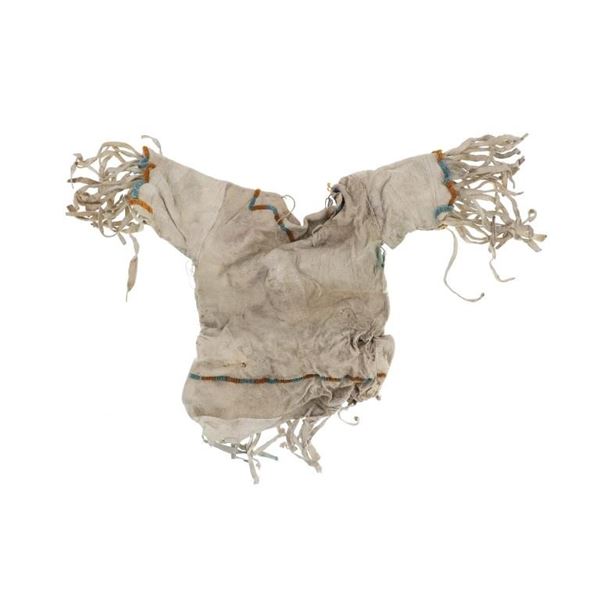 Beaded Indian Brain Tanned Hide Childs Dress 1930s