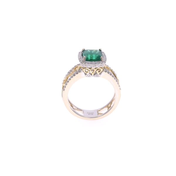 1.89ct Emerald VS2 Diamond 18k Two Tone Gold Ring