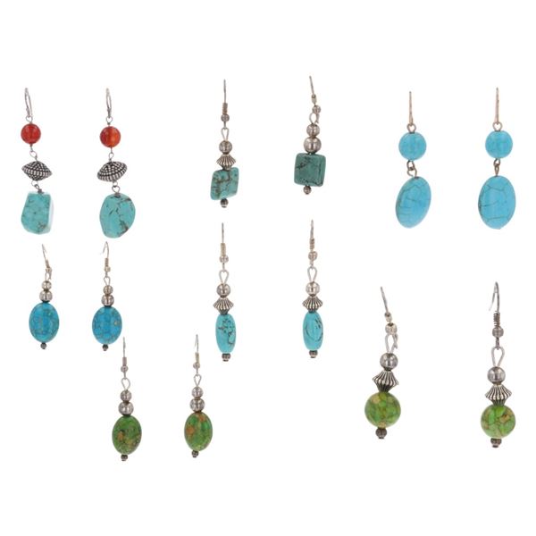 Navajo Sterling Silver Variety Turquoise Earrings