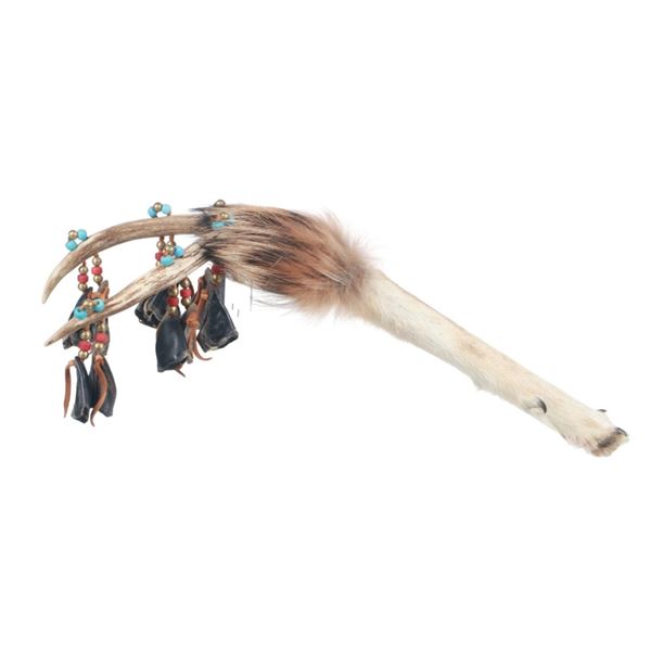 Plains Indians Coyote Antler Medicine Rattle Stick