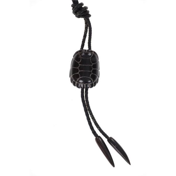 Navajo Steve Hill Horn Turtle Shell Bolo Tie '98