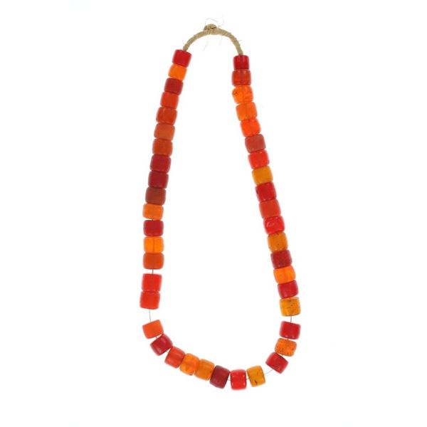 19th C EXOTIC Cylindrical Tomato Trade Necklace
