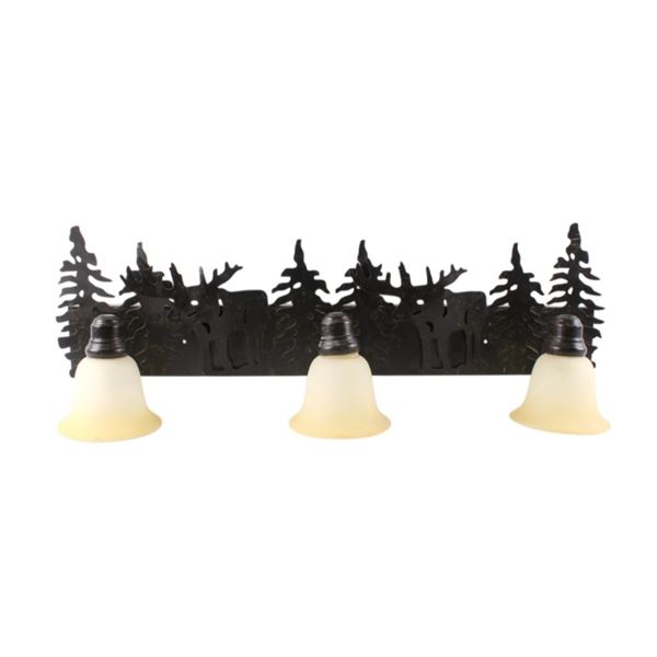 Rustic Moose & Pine Three Light Vanity Fixture