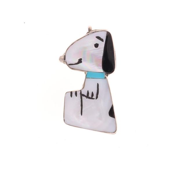 Zuni Mother of Pearl Inlay Mosaic Snoopy Pin
