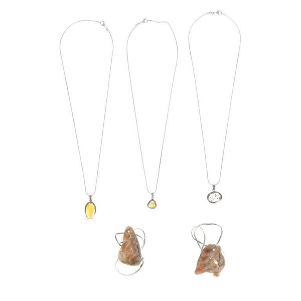 Sterling & Various Stone Necklaces 20th C. (5)