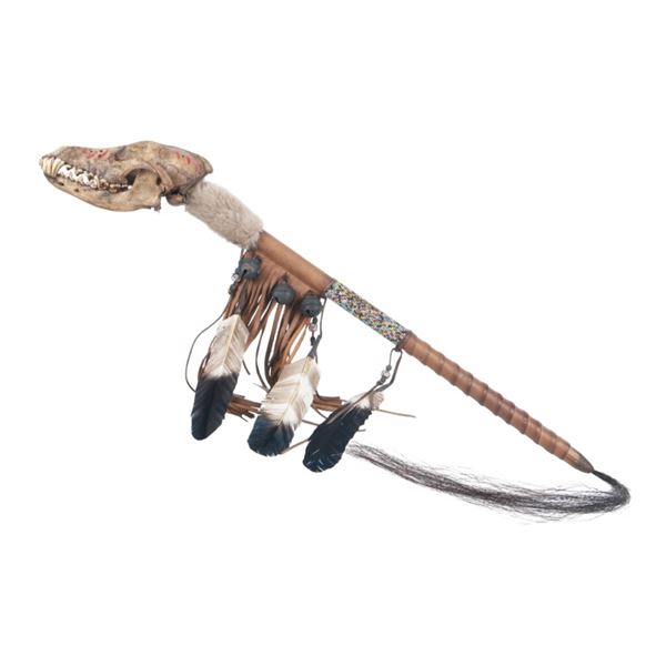 Chippewa Cree Coyote Skull Dance Stick