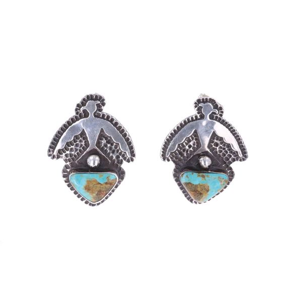 Navajo Randy Begay Sterling Turquoise Earrings
