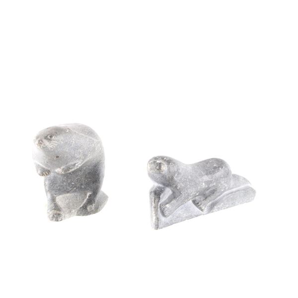 Inuit Carved Steatite Beaver Sculptures c. 1930-