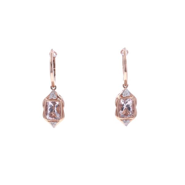 3.86ct Morganite VS2 Diamond 14k Two Tone Earrings
