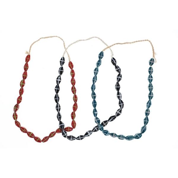 Venetian Lampwork Bicone Trade Bead Necklaces (3)